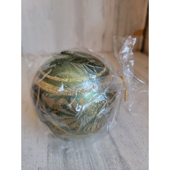 Ornament ball candle green glitter unique xmas home decor - Picture 2 of 6